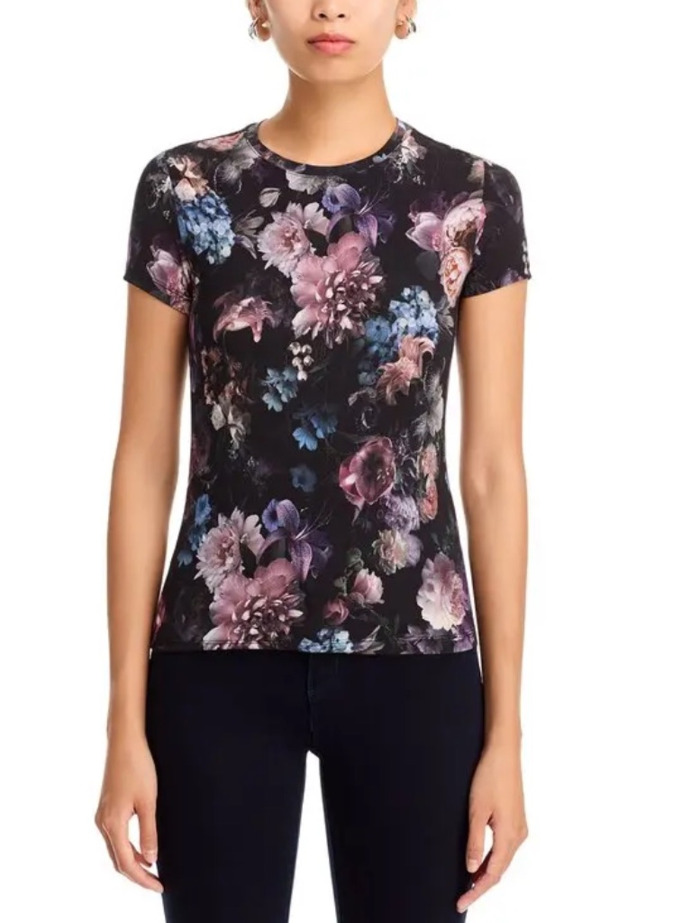 L'AGENCE Ressi Short Sleeve Floral Crewneck Tee - Sz L